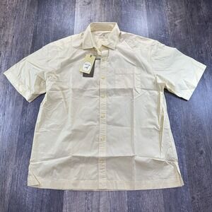 Cooper Jones Men's Yellow Short Sleeve Shirt Lightweight‎ Luxury Cotton L Pocket